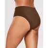 Tempt Me Womens High Cut High Waisted Bikini Bottoms Tummy Control Bathing Suit Bottoms Swim Bottom Swimsuit Bottom(Brown)