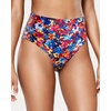 Tempt Me Womens High Cut High Waisted Bikini Bottoms Tummy Control Bathing Suit Bottoms Swim Bottom Swimsuit Bottom(Colorful Floral)