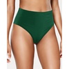 Tempt Me Womens High Cut High Waisted Bikini Bottoms Tummy Control Bathing Suit Bottoms Swim Bottom Swimsuit Bottom(Green 1)