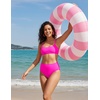 Tempt Me Womens High Cut High Waisted Bikini Bottoms Tummy Control Bathing Suit Bottoms Swim Bottom Swimsuit Bottom(Hot Pink)