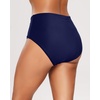 Tempt Me Womens High Cut High Waisted Bikini Bottoms Tummy Control Bathing Suit Bottoms Swim Bottom Swimsuit Bottom(Navy Blue)