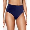 Tempt Me Womens High Cut High Waisted Bikini Bottoms Tummy Control Bathing Suit Bottoms Swim Bottom Swimsuit Bottom(Navy Blue)