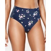Tempt Me Womens High Cut High Waisted Bikini Bottoms Tummy Control Bathing Suit Bottoms Swim Bottom Swimsuit Bottom(Navy Floral)