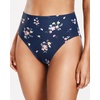 Tempt Me Womens High Cut High Waisted Bikini Bottoms Tummy Control Bathing Suit Bottoms Swim Bottom Swimsuit Bottom(Navy Floral)