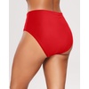 Tempt Me Womens High Cut High Waisted Bikini Bottoms Tummy Control Bathing Suit Bottoms Swim Bottom Swimsuit Bottom(Red)