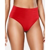 Tempt Me Womens High Cut High Waisted Bikini Bottoms Tummy Control Bathing Suit Bottoms Swim Bottom Swimsuit Bottom(Red)