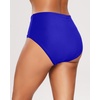 Tempt Me Womens High Cut High Waisted Bikini Bottoms Tummy Control Bathing Suit Bottoms Swim Bottom Swimsuit Bottom(Royal Blue)