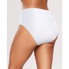 Tempt Me Womens High Cut High Waisted Bikini Bottoms Tummy Control Bathing Suit Bottoms Swim Bottom Swimsuit Bottom(White)