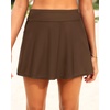 Tempt Me Women’s High Waisted Swim Skirt with Side Pocket Swim Skorts Tummy Control Swim Bottoms with Built-in Brief(Brown 1)