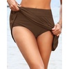 Tempt Me Women’s High Waisted Swim Skirt with Side Pocket Swim Skorts Tummy Control Swim Bottoms with Built-in Brief(Brown 1)