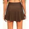 Tempt Me Women’s High Waisted Swim Skirt with Side Pocket Swim Skorts Tummy Control Swim Bottoms with Built-in Brief(Brown 1)