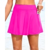 Tempt Me Women’s High Waisted Swim Skirt with Side Pocket Swim Skorts Tummy Control Swim Bottoms with Built-in Brief(Hot Pink)