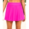 Tempt Me Women’s High Waisted Swim Skirt with Side Pocket Swim Skorts Tummy Control Swim Bottoms with Built-in Brief(Hot Pink)