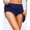 Tempt Me Women’s High Waisted Swim Skirt with Side Pocket Swim Skorts Tummy Control Swim Bottoms with Built-in Brief(Navy Blue 2)