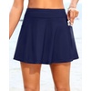 Tempt Me Women’s High Waisted Swim Skirt with Side Pocket Swim Skorts Tummy Control Swim Bottoms with Built-in Brief(Navy Blue 2)
