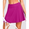 Tempt Me Women’s High Waisted Swim Skirt with Side Pocket Swim Skorts Tummy Control Swim Bottoms with Built-in Brief(Pink Purple)
