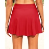 Tempt Me Women’s High Waisted Swim Skirt with Side Pocket Swim Skorts Tummy Control Swim Bottoms with Built-in Brief(Red 1)