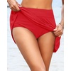 Tempt Me Women’s High Waisted Swim Skirt with Side Pocket Swim Skorts Tummy Control Swim Bottoms with Built-in Brief(Red 1)