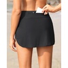 Tempt Me Women’s High Waisted Swim Skirt with Zipper Pockets, Athletic Bikini Skirt Bottoms in Black, Medium(Solid Black)