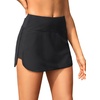 Tempt Me Women’s High Waisted Swim Skirt with Zipper Pockets, Athletic Bikini Skirt Bottoms in Black, Medium(Solid Black)