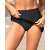 Tempt Me Women’s High Waisted Swim Skirt with Zipper Pockets, Athletic Bikini Skirt Bottoms in Black, Medium(Solid Black)