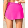 Tempt Me Women’s High Waisted Swim Skirt with Zipper Pockets, Athletic Bikini Skirt Bottoms in Black, Medium(Solid Hot Pink)