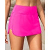 Tempt Me Women’s High Waisted Swim Skirt with Zipper Pockets, Athletic Bikini Skirt Bottoms in Black, Medium(Solid Hot Pink)