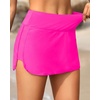 Tempt Me Women’s High Waisted Swim Skirt with Zipper Pockets, Athletic Bikini Skirt Bottoms in Black, Medium(Solid Hot Pink)