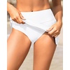Tempt Me Women’s High Waisted Swim Skirt with Zipper Pockets, Athletic Bikini Skirt Bottoms in Black, Medium(Solid White)