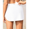 Tempt Me Women’s High Waisted Swim Skirt with Zipper Pockets, Athletic Bikini Skirt Bottoms in Black, Medium(Solid White)
