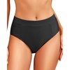 Tempt Me Mid Waist Bikini Bottoms-Full Coverage Bathing Suit Bottom with Pockets(Black)