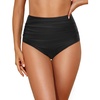 Tempt Me Women High Waisted Bikini Bottom Retro Ruched Swim Bottom Shirred Tankinis Brief(Black)