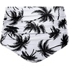 Tempt Me Women High Waisted Bikini Bottom Retro Ruched Swim Bottom Shirred Tankinis Brief(White Palm Tree)