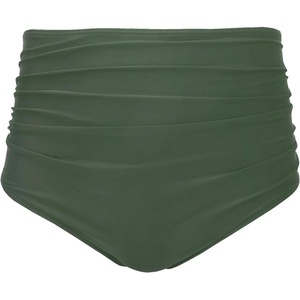 Tempt Me Women High Waisted Bikini Bottom Retro Ruched Swim Bottom Shirred Tankinis Brief(Army Green)