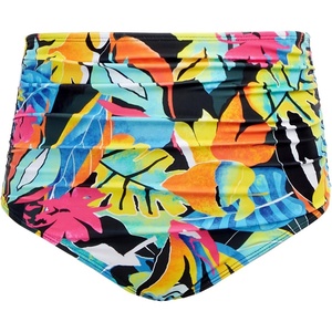 Tempt Me Women High Waisted Bikini Bottom Retro Ruched Swim Bottom Shirred Tankinis Brief(Colorful Leaves)