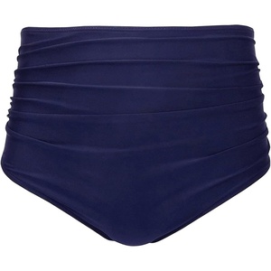 Tempt Me Women High Waisted Bikini Bottom Retro Ruched Swim Bottom Shirred Tankinis Brief(Navy Blue)
