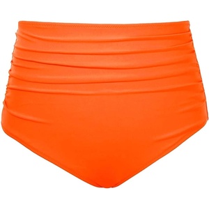 Tempt Me Women High Waisted Bikini Bottom Retro Ruched Swim Bottom Shirred Tankinis Brief(Orange)