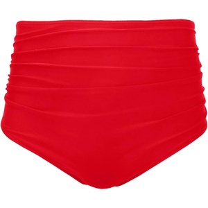 Tempt Me Women High Waisted Bikini Bottom Retro Ruched Swim Bottom Shirred Tankinis Brief(Red)