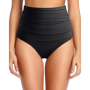 Tempt Me Women Retro High Waisted Bikini Bottoms Tummy Control Swimsuit Bottoms(Black 1)