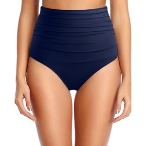 Tempt Me Women Retro High Waisted Bikini Bottoms Tummy Control Swimsuit Bottoms(Navy Blue)