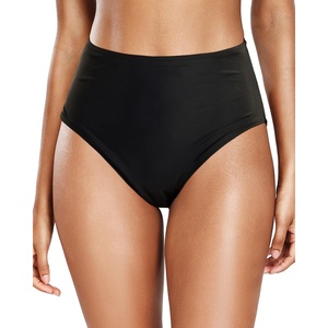 Tempt Me Womens High Cut High Waisted Bikini Bottoms Tummy Control Bathing Suit Bottoms Swim Bottom Swimsuit Bottom(Black)