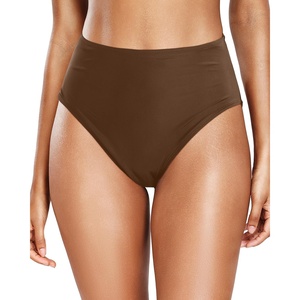 Tempt Me Womens High Cut High Waisted Bikini Bottoms Tummy Control Bathing Suit Bottoms Swim Bottom Swimsuit Bottom(Brown)