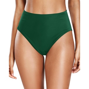 Tempt Me Womens High Cut High Waisted Bikini Bottoms Tummy Control Bathing Suit Bottoms Swim Bottom Swimsuit Bottom(Green 1)