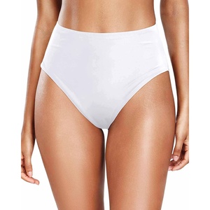 Tempt Me Womens High Cut High Waisted Bikini Bottoms Tummy Control Bathing Suit Bottoms Swim Bottom Swimsuit Bottom(White)