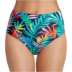 Tempt Me Women’s High Waist Bikini Bottom – Full Coverage Bathing Suit Swim Bottom 2025 Swimsuit Swimwear(Colorful Leaves)