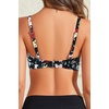 Bandeau Bikini Tops for Women – Strapless Swim Top Only Twist Front Bathing Suit Tops(Black Floral)