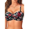 Bandeau Bikini Tops for Women – Strapless Swim Top Only Twist Front Bathing Suit Tops(Black Floral)