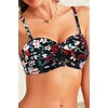 Bandeau Bikini Tops for Women – Strapless Swim Top Only Twist Front Bathing Suit Tops(Black Floral)