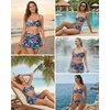 Bandeau Bikini Tops for Women – Strapless Swim Top Only Twist Front Bathing Suit Tops(Colorful Floral)