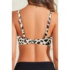 Bandeau Bikini Tops for Women – Strapless Swim Top Only Twist Front Bathing Suit Tops(Leopard)